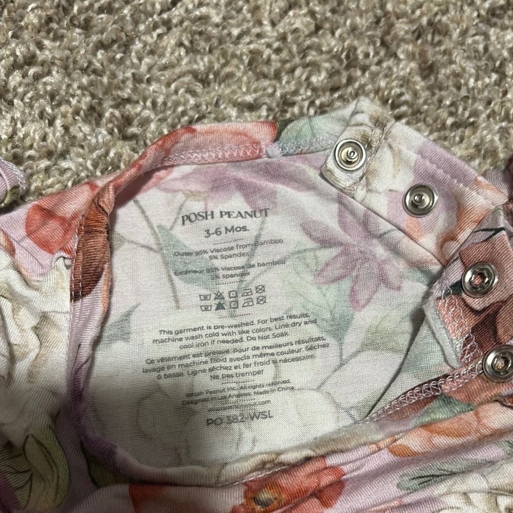 Posh peanut Floral Long Sleeve Baby Romper - Picture 5 of 6
